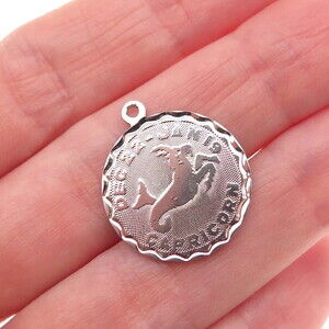 SPENCER 925 Sterling Silver Vintage Capricorn Zodiac Sign Mini Charm Pendant